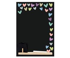 Tableaux noirs britannique Petit tableau mÃ©mo/tableau noir/tableau noir/tableau noir de cuisine avec imprimÃ© Pastel Hearts illustrations, plateau en bois, piÃ¨ce dCraie et feutre gomme Motif cabine. Gamme., bois, noir, 29.7Â x 20.7Â x 1Â cm