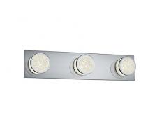 Trio Leuchten Plafonnier LED Clinton, chrome et acrylique de krakelee Applique 3 ampoules Silber, Transparent