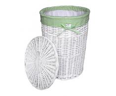 SWWK-25Rd-b Panier Ã linge rond en osier avec couvercle Blanc DiamÃ¨tre 39 cm Hauteur 55 cm