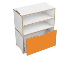 Petite bibliothèque Benji unité avec étagère et orange Fermeture douce 1 tiroir