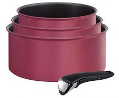 Tefal INGENIO Performance Rouge Gamay Induction Batterie de Cuisine 4 pièces Casseroles 16-18-20cm (1,5/2,1/3 L) + 1 poignée L6849302