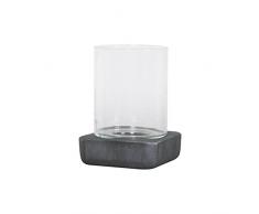HOMEA 5BGD084GR Photophore Carre Base Ficonstone, Fibre, Multicolore, 17 x 17 x 21 cm