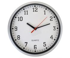 ASAB Grande Horloge Murale à Quartz Ronde Vintage avec Cadran analogique Style Moderne pour la Maison, la Chambre à Coucher, la Cuisine Argenté Standard