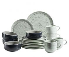 MÃSER 931744 Spicy Market Service de table 16 piÃ¨ces en cÃ©ramique peinte Ã la main pour 4 personnes Design mÃ©diterranÃ©en vintage Vert faÃ¯ence