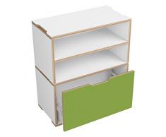 Petite bibliothèque Benji unité avec étagère et vert Soft Close 1 tiroir