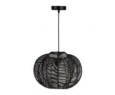 lum & Co lampe Suspension en Forme de Fleur de rotin, Noir