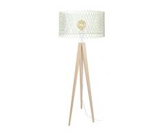 Tosel 51367 Lampadaire 1 Lumière, Bois, E27, 40 W, Blanc, 45 x 160 cm