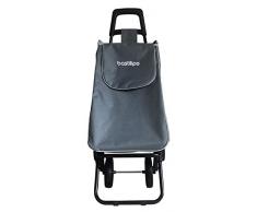 Bastilipo Chariot de Courses Ã Quatre Roues Pliable, Denis Gris, capacitÃ© maximale 37 litres