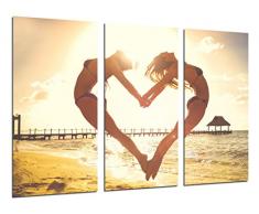 Tableau Moderne Photographique, Impression sur bois, Coeur sur la plage, 97 x 62 cm, ref. 26426