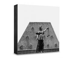 COGNOSCO HG-F103 Tableau Mural en Bois avec Photo darchitecture Frankfurt Alte Nikolaikirl Noir/Blanc 15 x 15 cm