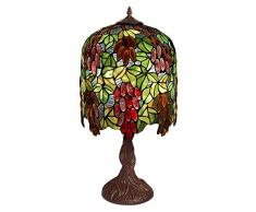 World Art TWGU12228 Raisin Lampe de Table de Nuit Style Tiffany, Verre, E27, 60 W, Multicolore, 67xÃ33 cm