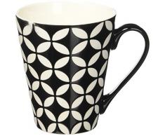 Excelsa Tasses & Co. Mug ML 275Â Fleur/Rombo, Porcelaine, Noir, 8.69Â x 8.69Â x 10Â cm