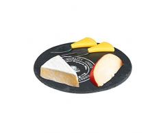 Alpina 1821695 Set couteau fourchette pour fromage avec plateau rond, ardoise