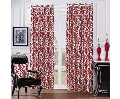 Just Contempo Paire de rideaux à Åillets style jacquard Motif volutes, Polyester, Rouge ( Beige ), Paire de rideaux 168 x 229 cm (salon)