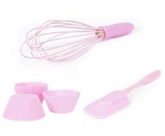 PINFI 81803Â âÂ Pack de Fouet, spatule, 4Â moules pour Muffins et 6Â RECORTABLES, Silicone, Couleur Rose