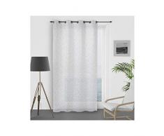 Soleil dOcre Paon Voilage, Polyester, Blanc, 140 x 250 cm