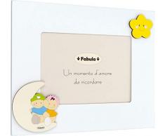 Fabula Cadre de Table laquÃ© avec Applications en Bois Naturel Â« Pupi sur Lune Â» pour Photo 13 x 18 cm Horizontale, Multicolore, 13 x 18 cm
