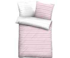 biberna Mix & Match Housse de Couette Motif Bandes en Satin de Coton mako, certifiÃ©e Ãko-Tex Standard 100, Rose, 200Â x 200Â cm