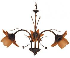 Tosel E2335 Lustre - Tulipano Tube et tôle Acier, Peinture époxy, Verre centrif, E14, 60 W, Ambre