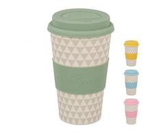 Relaxdays gobelet Ã emporter en Bambou, 400 ML, Ã©tiquette en Silicone, rÃ©utilisation HxD: 14,5 x 9cm, Vert