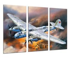 Tableau Moderne Photographique, Impression sur bois, Aviation, Dessins, Antiquités, Avions de guerre, 97 x 62 cm, ref. 26455