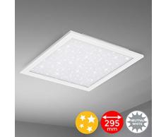 Briloner Leuchten 7390-016 Panneau LED, Plafonnier avec dÃ©cor Ã©toilÃ©, 1.300 lumens, 4.000 Kelvin, 12 Watt, blanc, 295x295x55mm (Lxlxh)