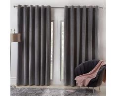 Sienna Capri Paire de Rideaux à Åillets en Velours avec Doublure en Velours très Doux Gris argenté, 66 cm de Large x 72 cm de Haut, Imitation Daim Mat