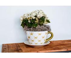 Ivyline Pot de Fleurs, CÃ©ramique, Blanc/Vert, Taille Unique