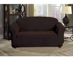 Quick Fit Hayden Diamond Housse de Chaise en Velours, Chocolat, Loveseat Cover