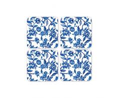Cooksmart Secret Garden - Dessous de Verres en liÃ¨ge, Lot de 4, Cobalt