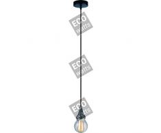Suspension alu IP44 E27 Max.25W abat-jour Verre clair - Noir Mat extérieur cable PVC L.150cm Noir