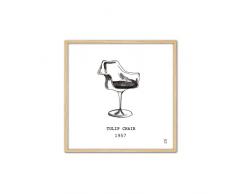 CUADRIMAN Design Tableau Tulip Chair, Bois, Blanc et Noir, 62Â x 62Â cm