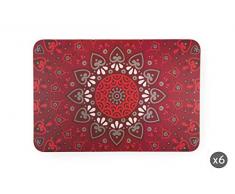 Excelsa Mandala Lot de 6 Sets de Table Rouge 43 x 29 cm
