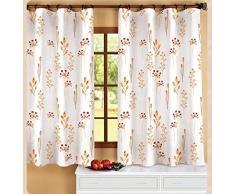 ForenTex Rideaux Chevron Bleu Voilage pour Cuisine décorative Polyester, 140 x 140 cm