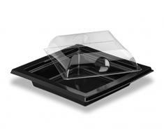 GUILLIN - QUADRIPACK RAV171N SACHET DE 25 Ravier A Couvercle antibuee 170cc, Polystyrène, Noir, 13,5 x 13,5 x 2,5 cm