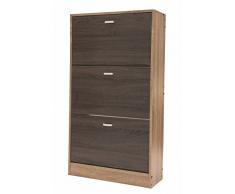 Galileo Casa Wood Meuble à Chaussures à 3 Tiroirs Mdf Brun 63 X 24 X 115 cm