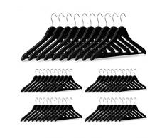 Relaxdays 10026476_46 Bois, Cintre Manteaux, Pantalons, Robes, vÃªtements, 50 piÃ¨ces Crochet Rotatif 360Â°, Solide, Noir, mÃ©tal, 23,5 x 45 x 1cm