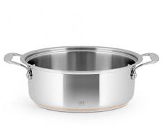 H&H cuivre Sauteuse 2Â poignÃ©es, Acier Inoxydable, Gris