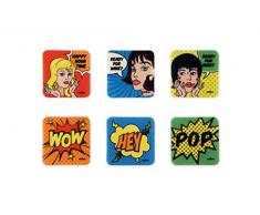 Excelsa Pop Lot de 6 dessous de verre 100% polyester