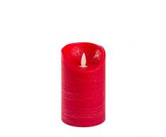 Lotti Importex S.R.L. LuminalPark Bougie cylindrique en Cire Rugueuse Rouge, à 7,5 cm, H 12,5 cm, LED Blanc Chaud, Flamme en Mouvement, minuterie, télécommande en Option, Batterie, intérieur