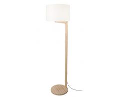 Tosel 51456 Lampadaire, Bois/Abat Jour Tissu, E27, 40 W, Blanc, 40 x 168 cm