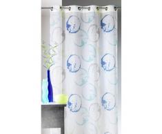 HomeMaison Voilage en Voile imprimé Monde, Bleu, 135 x 250 cm