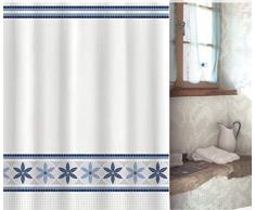 MSV 142105 Rideau de Douche Olympe en Polyester 180x200cm Bleu, multicoloré, 30 x 20 x 15 cm