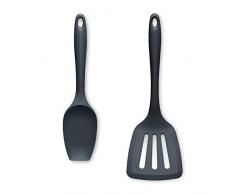 Zeal JSET12T Lot de 2 cuillÃ¨res Ã spatule en silicone anti-adhÃ©sif Gris foncÃ©