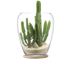 LSA International Pot de Fleurs, Verre, Transparent, Tall Pot & Oak Base, H41cm
