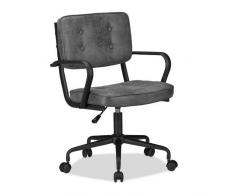 Relaxdays Chaise de bureau, chaise pivotante réglable en hauteur, confortable, tissu, capacité de 120 kg, dimensions : 95 x 60 x 60 cm, gris
