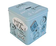 laroom Tirelire mÃ©tallique Motif Petits estalvis per a Grans il. Lusions, Metal, Bleu, 12Â x 12Â x 12Â cm