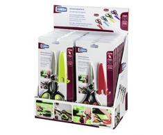 Xavax Présentoir de Ciseaux universels (24 pièces, dimensions de 21 et 23 cm, acier/plastique) Bleu/Vert et Jaune/Rouge/Lilas