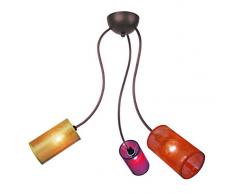 Tosel 20014 Lustre â Midi Tube et tÃ´le Acier, Peinture Ã©poxy, Abat-Jour ple, E14, 60 W, Marron