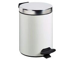 Poubelle à Pédale Couvercle Inox, 3 L, Blanc Signalisation
